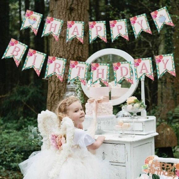 5/$35 LaVenty Lets Partea Banner Tea Birthday Decoration Partea Birthday Banner - Picture 2 of 6